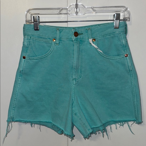 Wrangler Donna High Rise Jean Shorts Turquoise Blue Women’s 25 - Picture 4 of 10